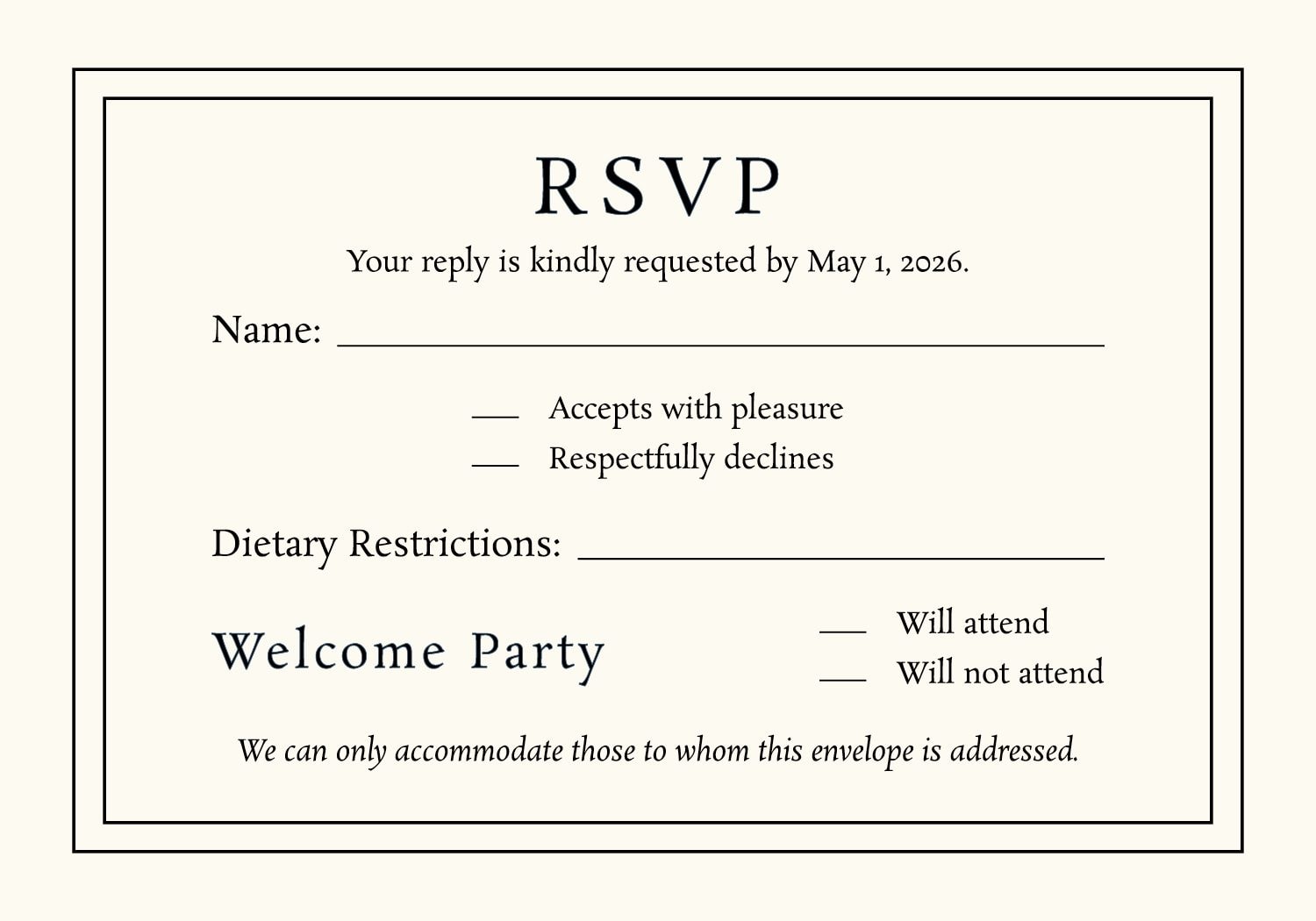 RSVP card