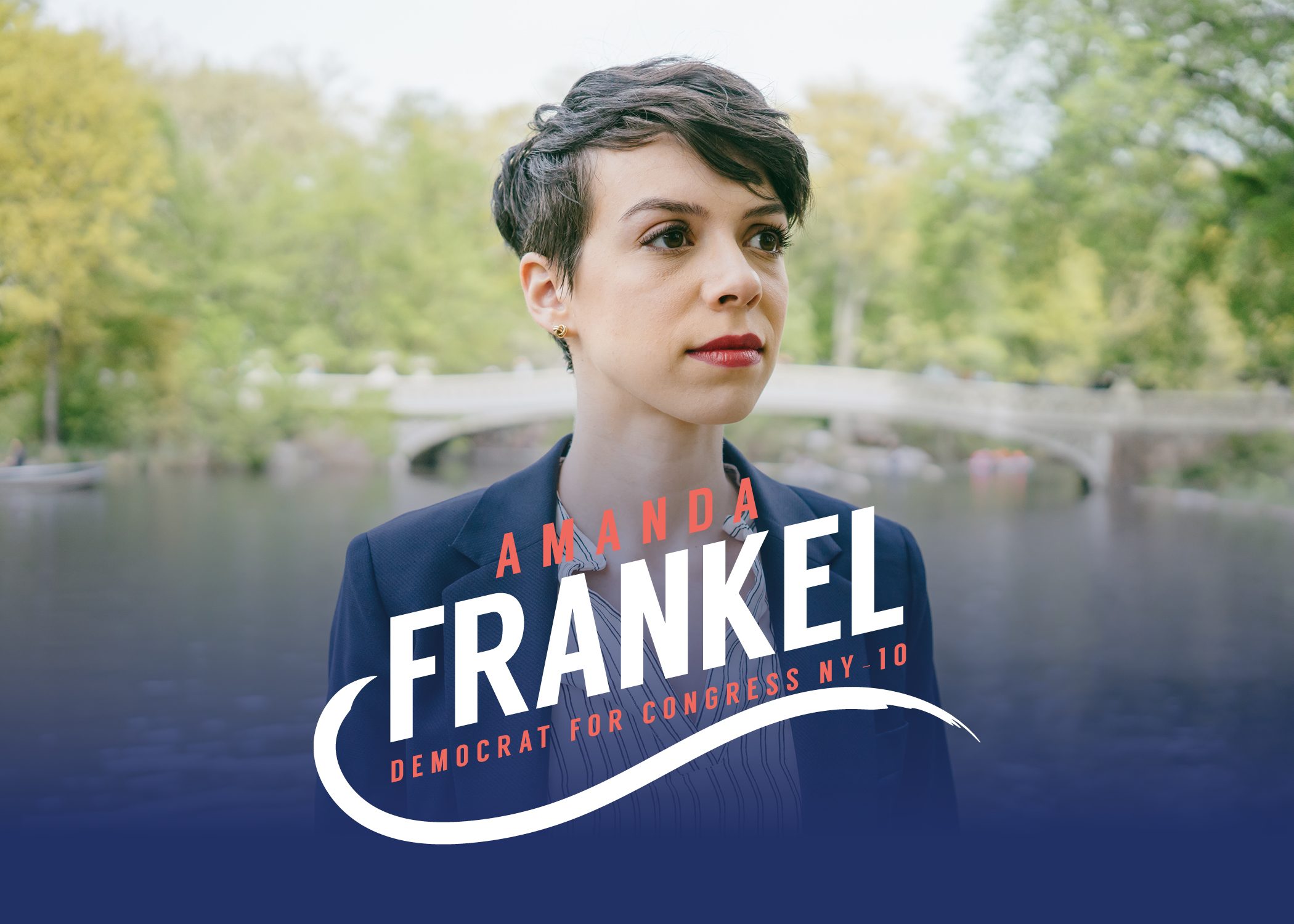 Amanda Frankel campaign photo with wordmark