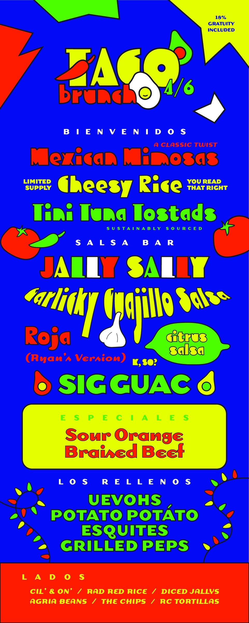 Taco Brunch dinner party menu